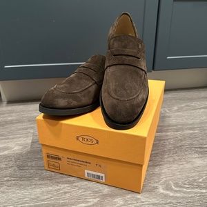 Tod's Brown Suede Penny Loafers (Brand New)